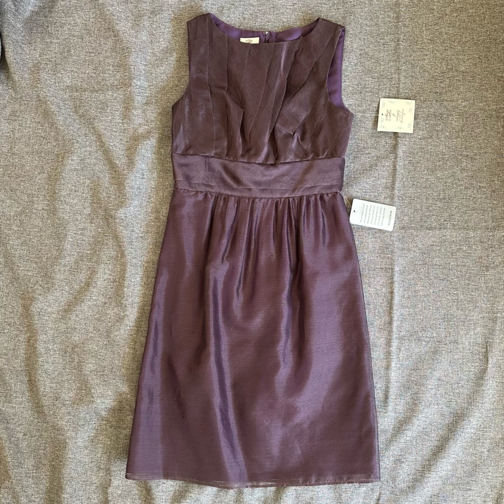 Suzi Chin purple Pleat Bodice Organza Sheath Dress